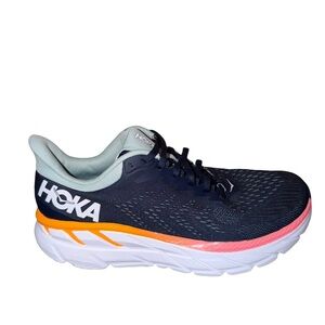 Hoka Clifton 7 Navy and Coral Athletic Shoes women’s size 9.5